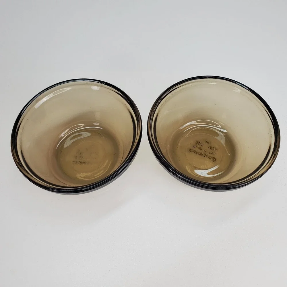 Vintage Smokey Brown Glass Custard Cups 6oz Ramekins‎ Set of 4 USA 1034